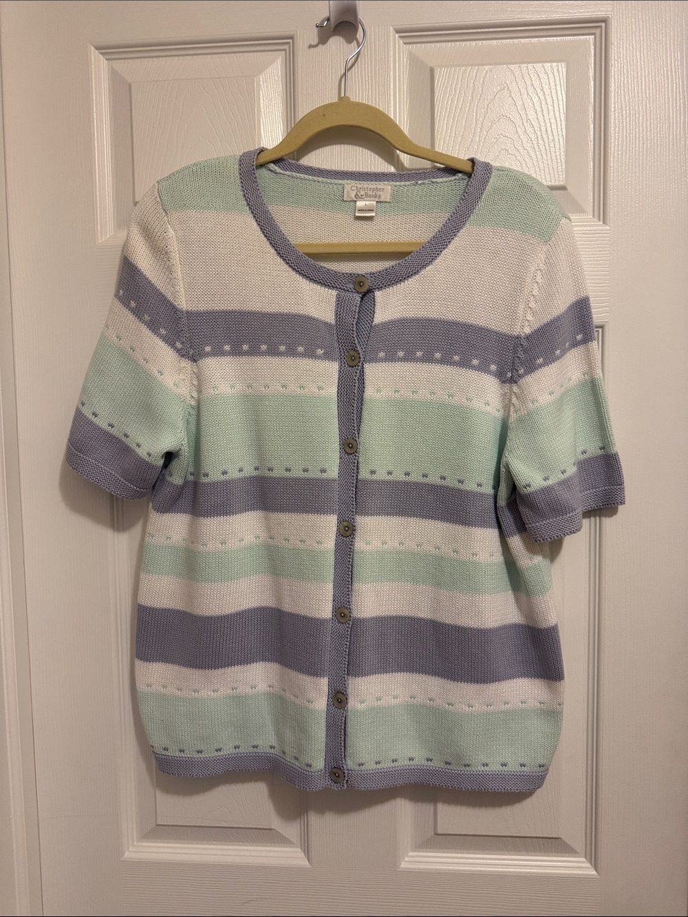 Christopher & Banks Pastel Striped Knit Cardigan in Mint, Lavender, White